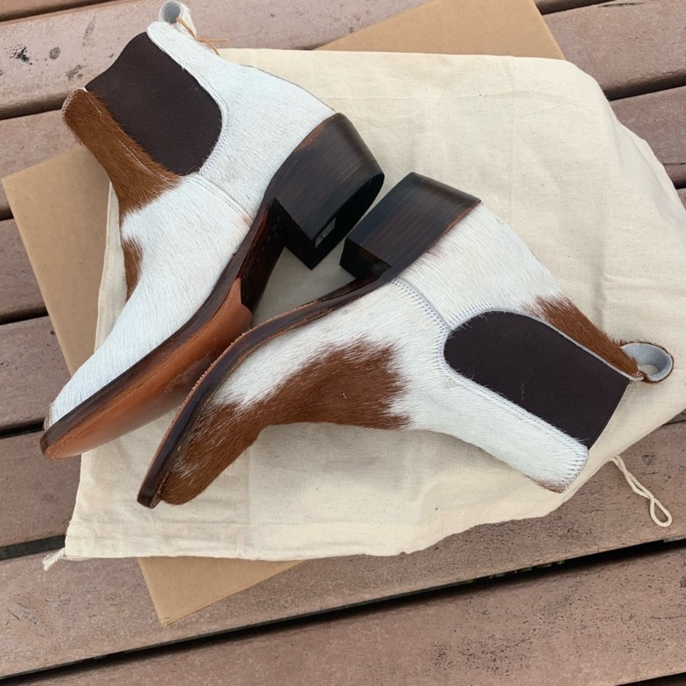 Ralph Lauren Double RL Brown and White Women's Hair on Hide Boots - Picture 6 of 10